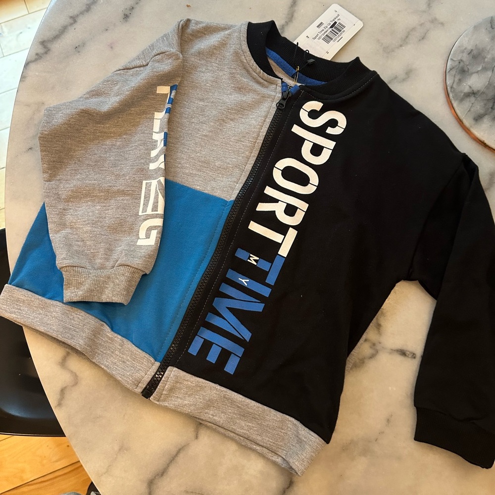 New Sporty Kids' Black and Blue Zip-Up track jacket